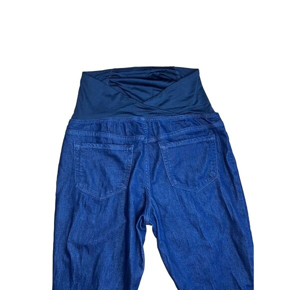 Maternity Over-Belly Skinny Jeans Dark Wash Denim Elastic Waistband Size 8/29R - Picture 3 of 6